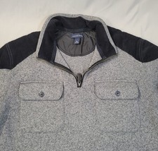 Lands End Mens Fleece Jacket Solid Gray 1/4 Zip Pullover Long Sleeves Sz XL - £13.42 GBP