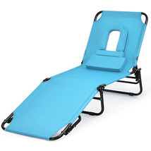 Outdoor Folding Chaise Beach Pool Patio Lounge Chair Bed with Adjustable Back a - £146.19 GBP