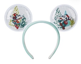 Disney Parks Mickey Mouse Snow Globe Christmas Ear Headband for Adults NEW - $24.74