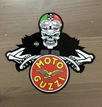 Moto Guzzi Cafe Skull Helmet Italian Motorcycle Bumper Sticker Decal Usa Made - £13.34 GBP