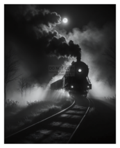 Train On Railway Burning Coal Dark Horror Halloween Noir 8X10 Photo - £6.72 GBP