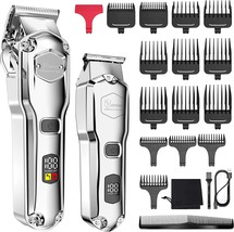 Men&#39;S Ipx7 Waterproof Cordless Barber Clipper For Hair Cutting Kit With ... - £40.80 GBP