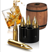 Whiskey Stones Whiskey Bullets in Whisky Barrel Stainless Steel Drink Chillers - £36.51 GBP
