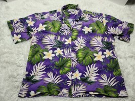 Pacific Legend Hawaiian Shirt Mens 3XL Purple Floral Button Up Cotton USA VTG - £14.06 GBP