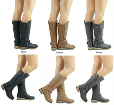 New Qupid Relax-114X Buckle Quilte Knee height Riding Boots Size 6-10 - $24.99