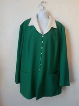 Kasper for ASL Green Tunic Blazer with White Collar Button Up Women Plus size 24 - £14.00 GBP