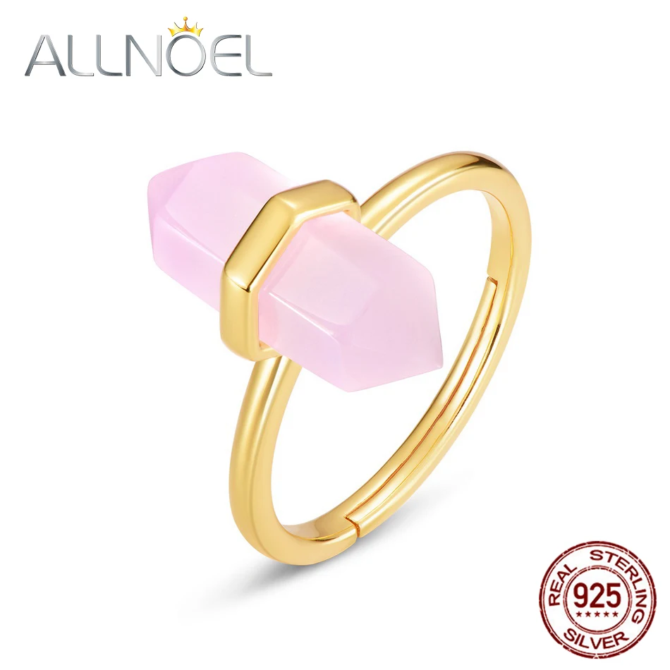 Solid 925 Sterling Sliver Resizable Ring For Women Rhombus Pillar Pink Crystal S - £38.97 GBP