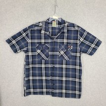 Dickies Men&#39;s Button Up Work Shirt Short Sleeve Blue Plaid XL GD5300 - $13.05