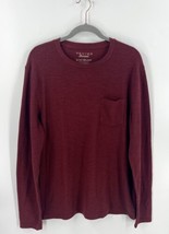 Lucky Brand Venice Burnout T Shirt Size Large Maroon Red Thermal Pocket Tee - £19.36 GBP