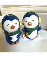 Christmas Penguins Mini Salt &amp; Pepper Shakers Cracker Barrel Stoneware N... - $4.94