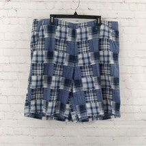 Faded Glory Shorts Mens 40 Blue Plaid Madras Cotton Casual Golf Outdoor - £15.39 GBP