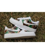 Custom Green Camo Ape Face Air Force 1s – Hand-Painted Jungle Camouflage... - $224.99