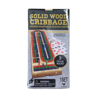 Solid Wood Cribbage Set Folding 3 Track Board with Playing Cards Cardinal New - $17.81