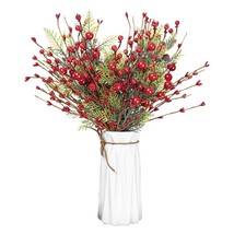 6Pack Christmas Floral Picks Artificial Red Berry Stems 17Inch Christmas... - £37.65 GBP