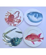 4 Pottery Barn Under the Sea Melamine 9&quot; Salad Plates Turtle Octopus Cra... - £22.80 GBP