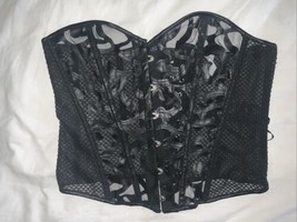 Women Lace Mesh Corset Top Sz 1XL Black Unbranded - $14.84