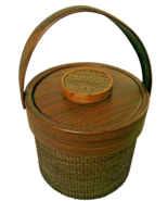 Vintage Brown Wicker Ice Bucket Elmar Manufacturing USA  - $465.46 MXN