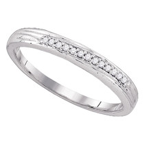 10K White Gold Round Diamond Womens Slender Fashion Band Ring Sizes Simple - £159.84 GBP