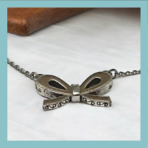 Brighton Silver Ribbon Bow Small Pendant Necklace with Rhinestones 16" image 8