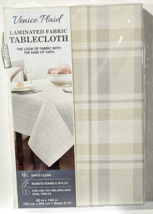 Venice Plaid Laminated Fabric Tablecloth Ease Of Vinyl Wipes Clean 60x10... - $32.99