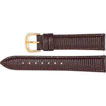 Men&#39;s 18mm Regular Brown Leather Lizard Grain Padded Watch Strap Band - £20.62 GBP