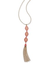 I.N.C Gold-Tone Bead and Chain Tassel Pendant Necklace - £10.16 GBP