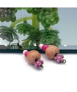 Pink Flower Dangle Earrings For Girls Cute Aesthetic Ceramic Handcrafted... - £21.81 GBP