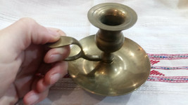 Antique Vintage Brass Candle holder with Tray and ring for holding - £19.56 GBP