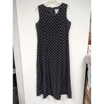 Koret Sleeveless Dress Size 12 Navy Blue White Polka Dot Lined - £12.75 GBP