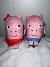 Peppa Pig Mini Plush Pod Pals Set of 2 Peppa + George 3&quot; Pink Blue - £3.18 GBP