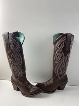 NWOB Corral Brown Embroidered Leather Round Toe Side Zip Western Boots Women 7 M - £110.09 GBP