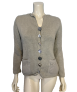 Pure Handknit Pale Green Long Sleeve Button Front Cardigan Size M/L - $52.12 CAD