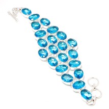 London Blue Topaz Oval Shape Handmade Ethnic Gifted Bracelet Jewelry 7-8" SA 809 - £13.42 GBP