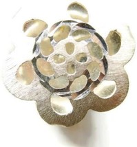 sz 6 3/4 Flower Petals With Holes Design Sterling Silver 925 Ring - £40.37 GBP
