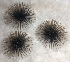 MCM Atomic Metal Wall Decor Starburst Sea Urchin Set of 3 Different Sizes - $38.61