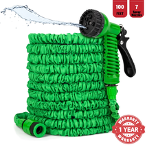 100Ft Expandable Flexible Garden Water Hose, 7 Spray Nozzle, Nylon, Outdoor (Gre - £27.62 GBP