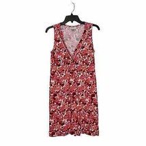 Ann Taylor LOFT Sleeveless Dress Size Medium Red Pink White Floral Cotto... - £15.52 GBP