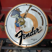 Vintage1966 Fender Guitar &amp; Amplifiers Music Instruments Porcelain Gas-Oil Sign - £115.94 GBP