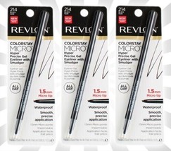 3X Revlon ColorStay Micro Gel Waterproof Eyeliner Black 214 0.008 OZ - £14.93 GBP