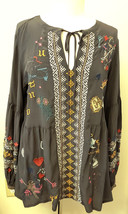 Johnny Was Embroidered Blouse Sz-L Ebony - £151.51 GBP