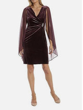 Wine Chiffon Duster Cape Velvet Sheath Dress - £39.56 GBP