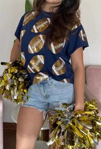 Queen Of Sparkles navy blue football shirt in Navy blue and gold - $125.00