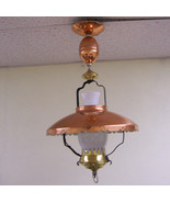 Vintage Mid Century Progres Ceiling Hanging brass Light Fixture Milk Gla... - $1,505.39 MXN