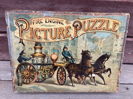 Antique McLoughlin Picture Puzzle FIRE ENGINE Fire Pumper 1887 w Box - $297.00