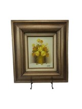 Original Oil Still Life Bouquet of Roses Yellow Orange Flowers Painting SIGNED  - $106.91