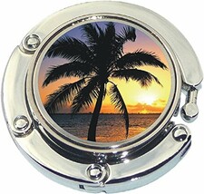 Palm Tree Tropical Sunset Photo Purse Hanger - $9.78