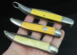 vintage pocket knife lot x3 yellow pearl TEXAS TOOTHPICK Sabre Imperial Jowika - £33.57 GBP