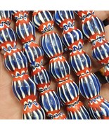 Vintage Blue Red Chevron Venetian Style Multilayers 11mm Glass Beads Nec... - $681.15 MXN