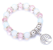 Fashion сharm elastic pearl pink crystal bracelet tree DLBC04P - £6.94 GBP