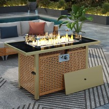 K&amp;K 43&#39; Propane Fire Pit Table 60K BTU Wicker Glass Wind Guard Patio - $6,926.31 MXN